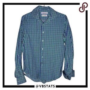 Rhodes & Beckett Green/Blue Plaid‎ Long Sleeve Dress Shirt Size 42 / 16.5 Slim